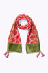 Shawl in printed faux cashmere cotton blend with tassels